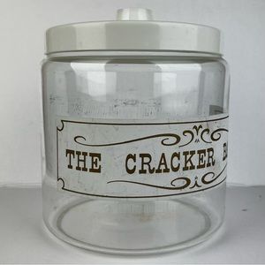 Vintage Pyrex Glass The Cracker Barrel Jar Snack Storage Canister Plastic Lid